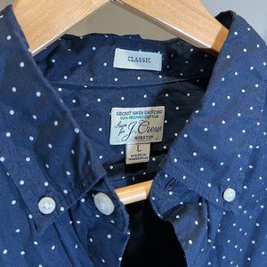 J.Crew Secret Wash Shirting Blue/White Classic Fit - Large